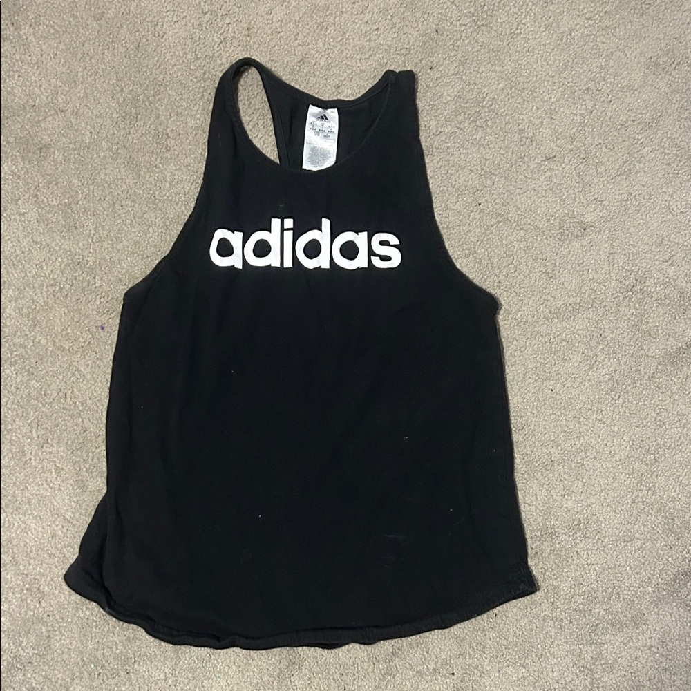 Adidas Black Sleeveless Top with White Logo